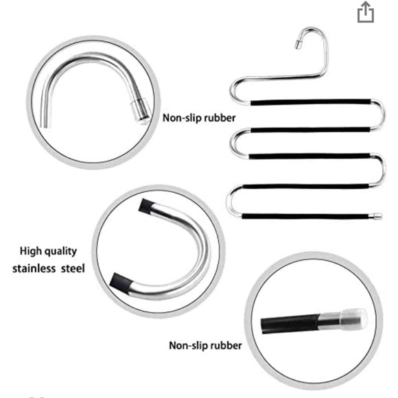 Non-Slip 3 Pack Stainless Steel Space Save Clothes Hangers - Picture 5 of 6